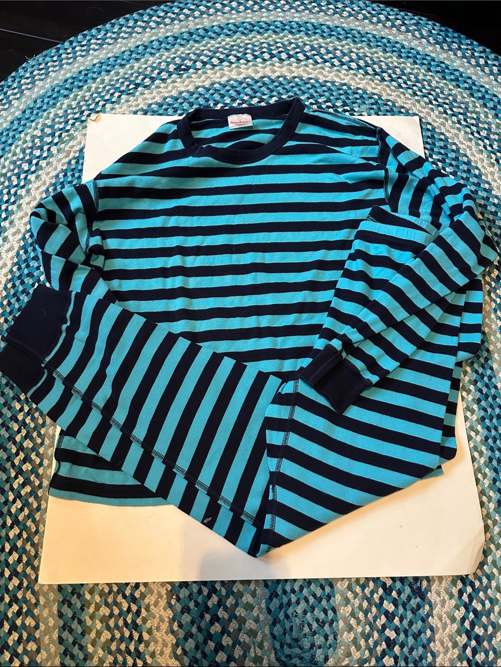Hanna Andersson Blue and Navy Striped Long Sleeve Top